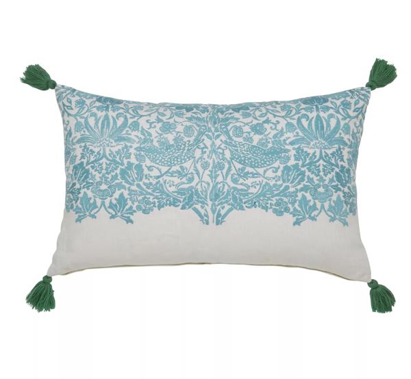 Strawberry Thief Bolster Cushion - Teal